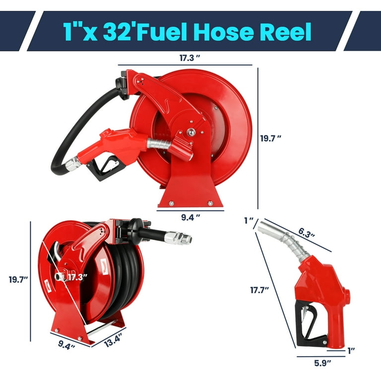 Fitnet Fuel Hose Reel Retractable with Fueling Nozzle 1 x 32