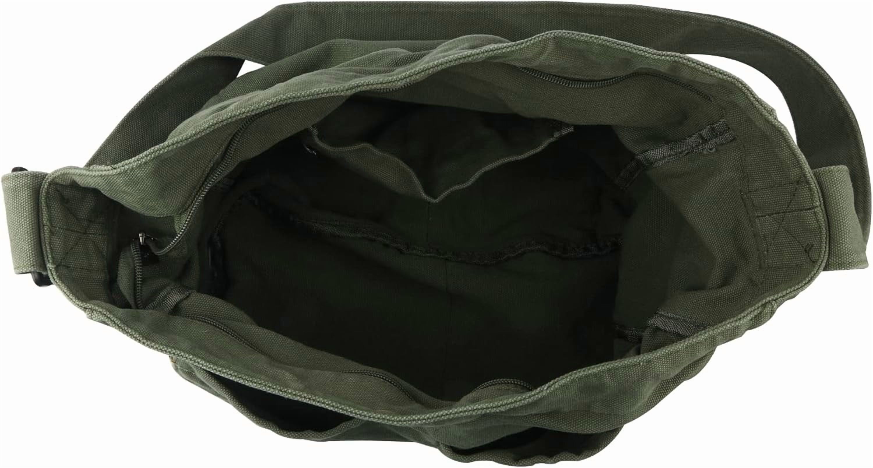Canvas Hobo Crossbody Shoulder Tote Bag for Women and Men W/Multi-pocket Casual Purse Messenger Bags Travel Work
