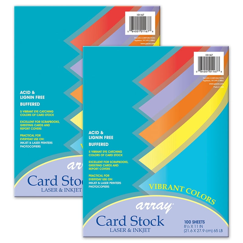 Dixon Ticonderoga PAC101167-2 Array Vibrant Card Stock, Assorted Color - 100 Sheet - Pack of 2