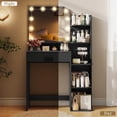 thumbnail image 4 of 32" Makeup Vanity Desk with Mirror and Lights, 3 Lighting Colors, 5 Storage Shelves & Large Drawer, Black Vanity Set for Bedroom, Girls and Women, 4 of 9