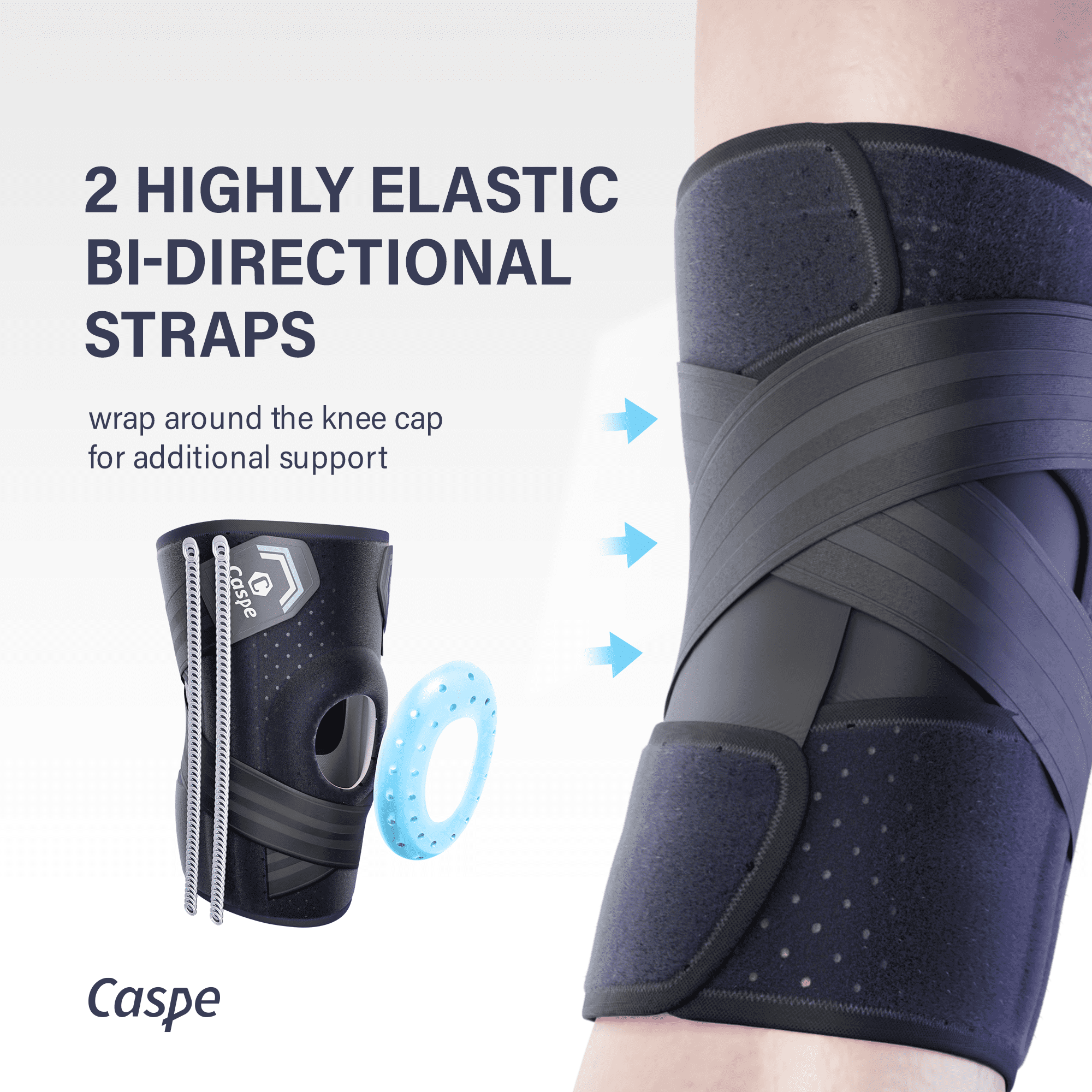 Caspe Knee Brace Support Stabilizer Patella Adjustable Knee Wrap for Arthritis