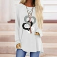 thumbnail image 2 of T-shirts à Manches Longues pour Femmes Time And Tru Mode Femme Décontractée Imprimé Col Rond Ample T-Shirt à Manches Longues Haut Blouse Chandail, 2 of 6