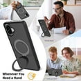 thumbnail image 3 of Asuwish Phone Case for Samsung Galaxy A06 A07 4G/5G Tempered Glass Screen Protector Magnetic Folding Stand Frosted Translucent Rugged Shockproof Protective Cell Cover Ao6 A 06 07 Ao7 Women Men Black, 3 of 7