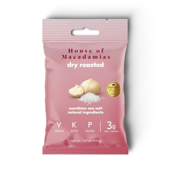 House of Macadamias Dry Roasted Macadamia Nuts with Namibian Sea Salt, 12 x 1.41oz