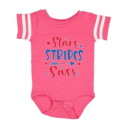 

Inktastic 4th of July Stars Stripes and Sass Blue and Red Stars Gift Baby Girl Bodysuit