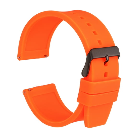 Uxcell Silicone Watch Band 26mm Quick Release Flexible Soft Rubber Watch Strap with Stainless Steel Black Clasp Replacement Wristband for Men Women, Orange
