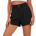 thumbnail image 4 of Bermuda Shorts for Women Denim New Summer Shorts for Women High Waist Pleated Button Zipper Loose Shorts Classic Rolled Hem Bottoms with Pockets Black XXL, 4 of 7