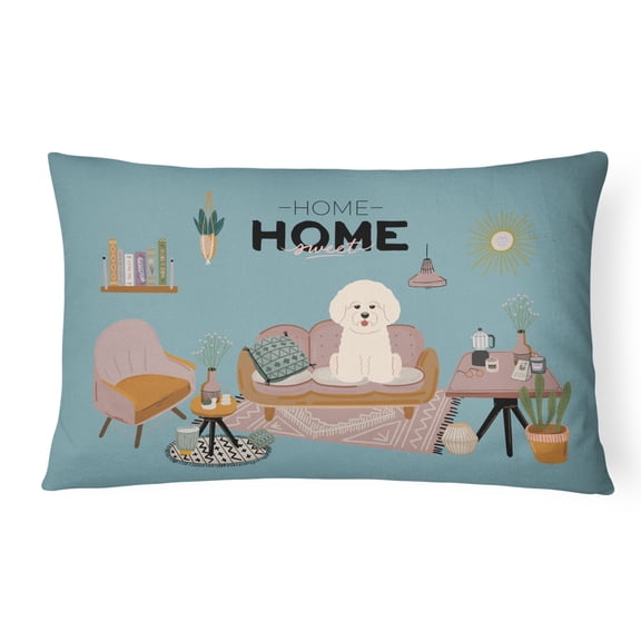 Carolines Treasures CK7920PW1216 Bichon Frise Sweet Home Canvas Fabric Decorative Pillow 12H x16W multicolor