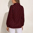 thumbnail image 2 of Red On Black Polka Dots Long Sleeve Blouse Woman Streetwear Casual Shirts Summer Oversize Woman Streetwear Clothing Birthday Present, 2 of 7