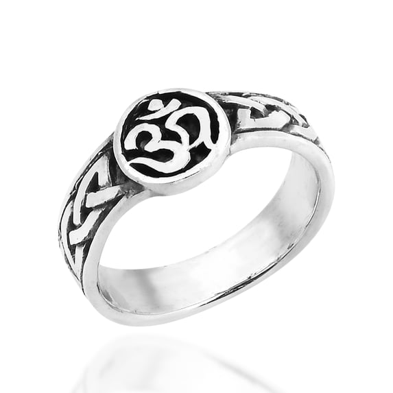 Universal Peace Symbol Aum or Ohm .925 Sterling Silver Band Ring-8