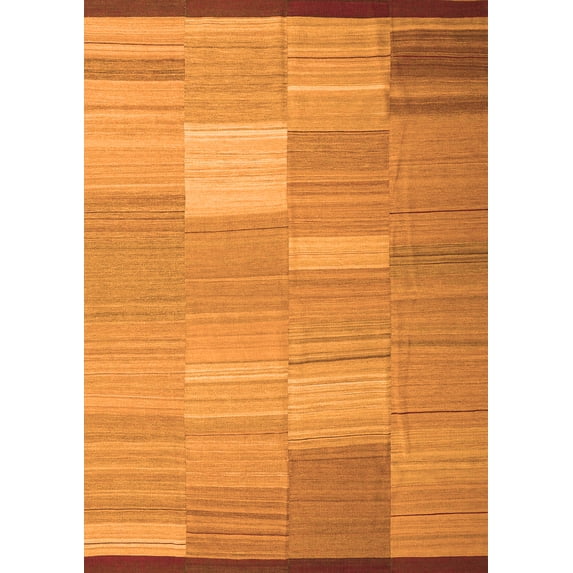 Ahgly Company Indoor Rectangle Abstract Orange Contemporary Area Rugs, 2' x 5'