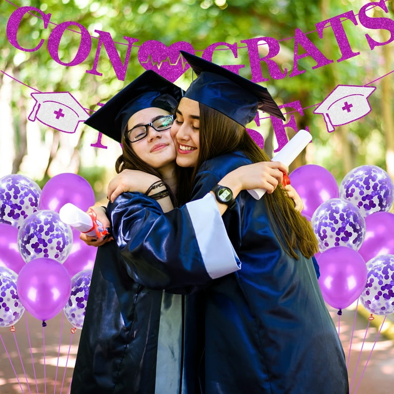 BSN Graduation Cake Topper - Blue And Gold Glitter Nursing School Congratulations Decor