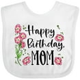 thumbnail image 3 of Inktastic Happy Birthday, Mom Pink Flowers Boys or Girls Baby Bib, 3 of 4
