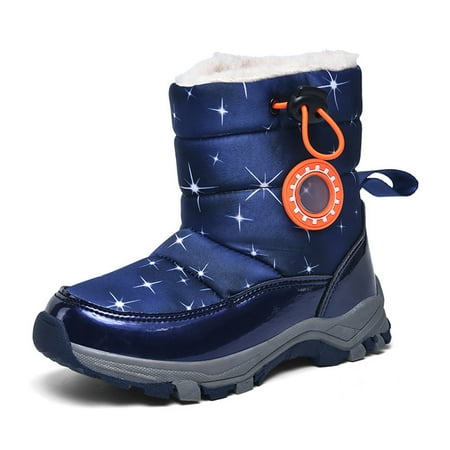 

Ediodpoh Fashion Autumn Children Girls Sports Shoes Flat Thick Bottom Non Easy to Wear PU Upper Comfortable Snow Boots Girls Shoes Blue 4.5