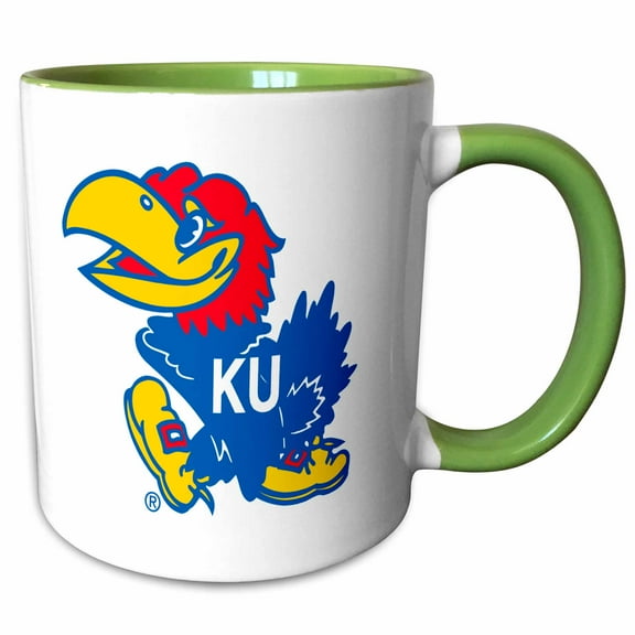 3drose, Ku Jayhawk, 15oz Two-tone Green Mug