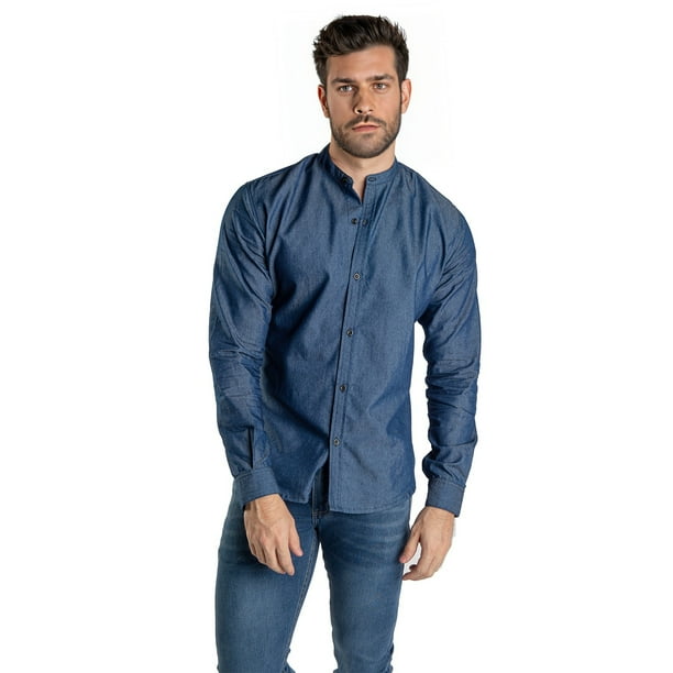 Camisa DE Mezclilla Chili Beans Clothing Manga Larga Cuello Mao Talla G