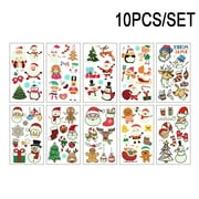 10PCS Cartoon Christmas Luminous Tattoo Sticker for New Year Christmas Decorations