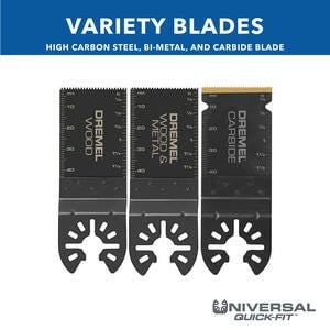 Dremel MM488B Universal Quick Fit Oscillating HCS, Bi-Metal, and Carbide Blades, 3 Pieces