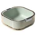 thumbnail image 1 of Eewia Drain Rack Clearance, Double Layer Drain Basket Vegetable Washing Basin Washing Filter Double Layered Stackable Detachable Bowl Strainer, 1 of 2