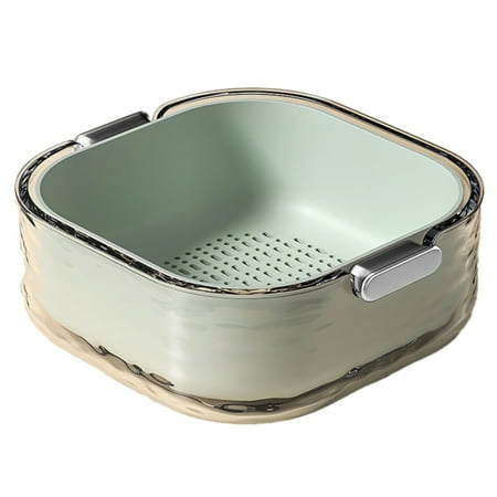 

FHYNZ Double Layer Drain Basket Vegetable Washing Basin Washing Filter Double Layered Stackable Detachable Bowl Strainer