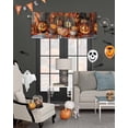 thumbnail image 3 of Halloween Valances for Windows Orange Pumpkin Maple Leaf Window Curtain Rod Pocket Plaid Wood Grain Holiday Window Treatment Decor Valances for Kitchen Living Room Bedroom 54x18in, 3 of 7