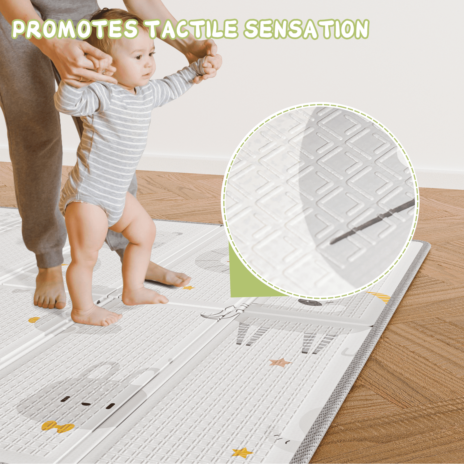 Baby Play Mat, 59"x59" Foldable & Reversable Large Baby Mat, 0.4" Thick Waterproof Foam Play Mat