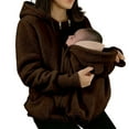 thumbnail image 2 of Mifsaly Maternity 2 In 1 Fuzzy Fleece Jacket Women Zip Up Thick Warm Hoodie Pregnant Hooded Winter Coat Thermal Teddy Coats Weather Baby Wearing Outerwear with Pockets XXL, 2 of 5