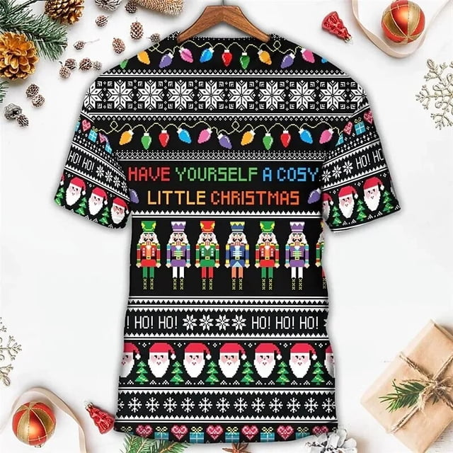 Nuevas camisetas para hombres con estampado de muñeco de nieve de Navidad en 3d, camisetas de manga corta Harajuku, ropa informal de verano para hombres, camiseta holgada de gran tamaño