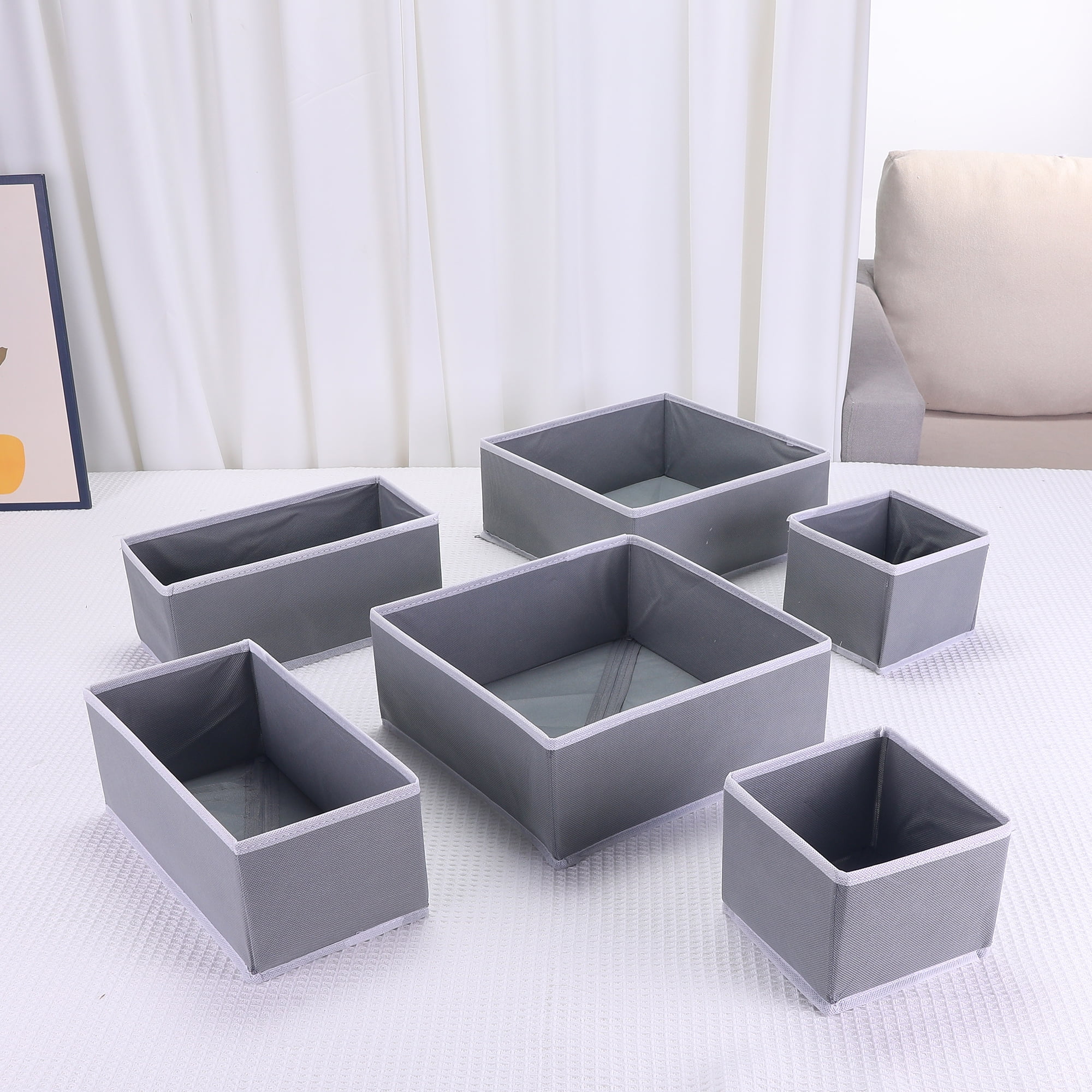 Unique Bargains Fabric Storage Cube Storage Bin Storage Basket Grey