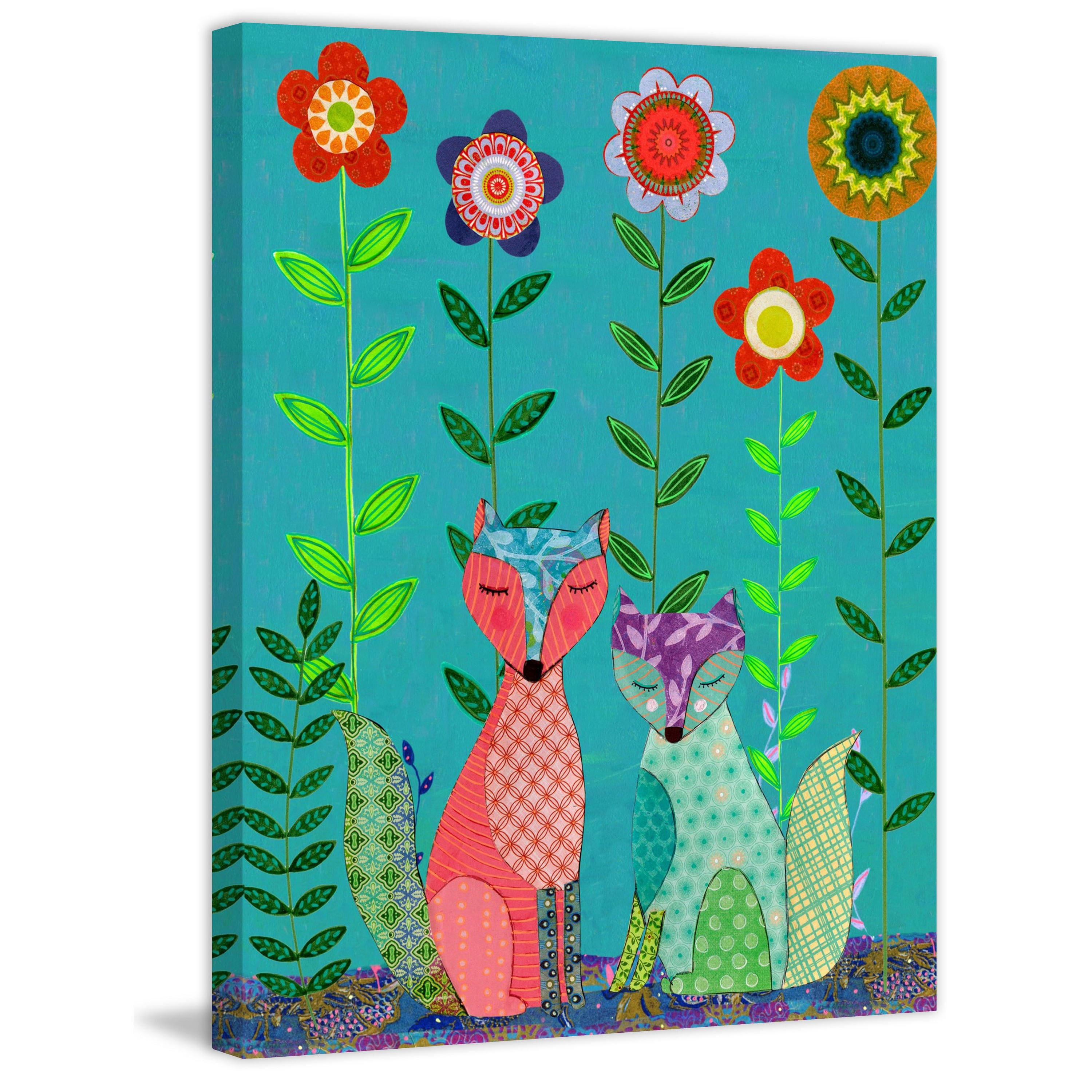 Marmont Hill "Two Foxes" by Sascalia Painting Print on Wrapped Canvas