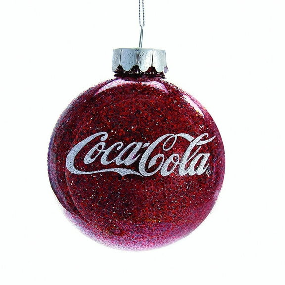 Kurt Adler 80mm Coca-Cola Glittered Glass Ball Ornament – Holiday Christmas Decoration