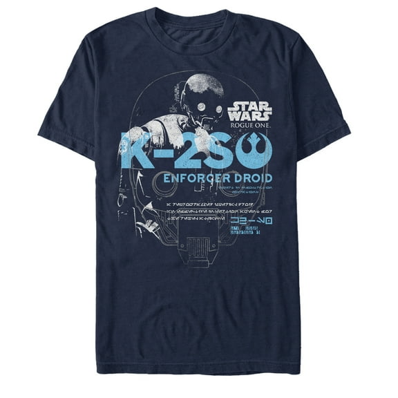 Men's Star Wars Rogue One K-2SO Enforcer Droid  Graphic Tee Navy Blue 2X Large