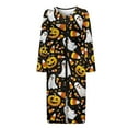 thumbnail image 4 of Xoenoiee Pumpkin Ghost Candy Corn Print Women's Sleepwear Zipper Long Nightgown Halloween Lounge Wear Dress Gown Soft Nightshirt Comfy Housecoat Robe, XL, 4 of 7