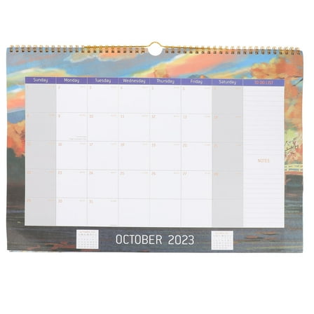 LULULION Coil English Calendar for Wall Paper Wall Calendar Sky-blue Hanging 1Set