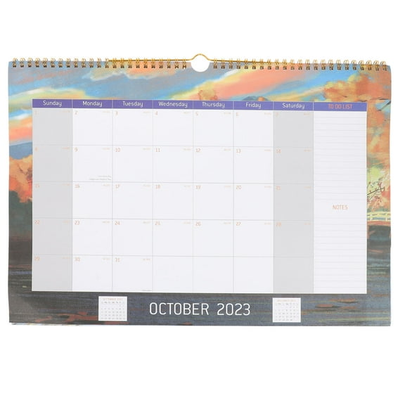 LULULION Coil English Calendar for Wall Paper Wall Calendar Sky-blue Hanging 1Set