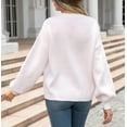 thumbnail image 5 of Women's Cute Heart Cream Sweaters Trendy Fall Pullover Crewneck Long Sleeve Soft Knitted Sweater Top, 5 of 10
