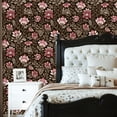 thumbnail image 4 of Peel and Stick Wallpaper Floral Pink Brown Flowers Dark Wall Mural 23.6in x 9.8ft Self Adhesive Removable Wall Paper Renter Friendly Wallpaper for Teen Bedroom Livingroom, 4 of 7