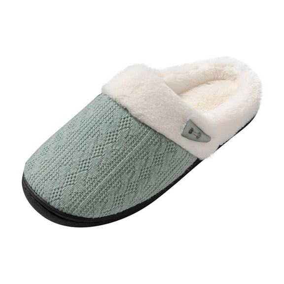 Fengactive Knitted Slippers for Women Men Plush Lined Soft Lightweight Anti Skid Sole Warm Comfy Indoor Outdoor House Shoes