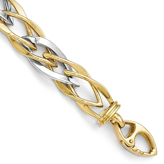 14K Two-Tone Gold bracelet Links Link, 7.5 in Polished Fancy Link