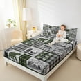 thumbnail image 4 of Homewish Safari Elk Bear Twin Sheet Sets,Country Farmhouse Lodge Twin Fitted Sheet,Green Gray Flat Sheet For Men Women,Ultra Soft Home Decor,3pcs, 4 of 7
