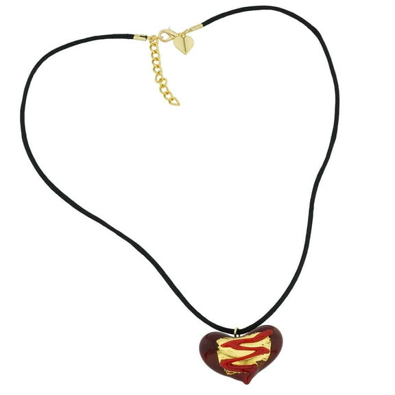 GlassOfVenice Riga Murano Glass Heart Pendant Necklace - Red