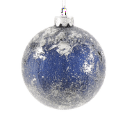 Giftcraft 1Pack Silver and Blue Iced Glass Ornament - - Ball