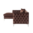 thumbnail image 5 of Chic Home Monet Velvet Modern Contemporary Button Tufted with Silver Nailhead Trim Silvertone Metal Y-leg Left Facing Sectional Sofa, Brown, 5 of 8