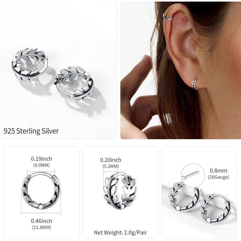 Small Chunky Huggie Hoop Earrings In Sterling Silver With CZ Stones - Hypoallergenic Minimalist