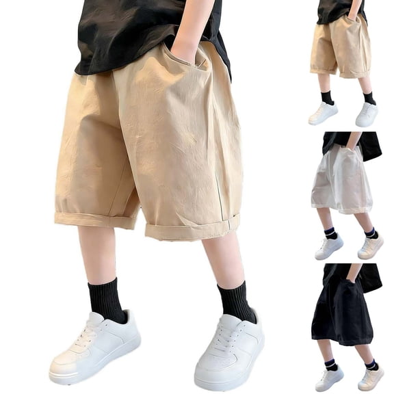 NAISIBABY Kids Boys Shorts Size 14, Elastic Waist Lightweight Baggy Fit Summer Casual Shorts with Pockets (5-15T)