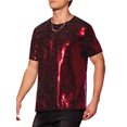 thumbnail image 4 of CAMISETAS PARA HOMBRES INSPIRE CHIC con Lentejuelas, Manga Corta, Cuello Redondo, para Fiesta Nocturna, T-Shirts S Rojas, 4 of 6