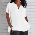 thumbnail image 2 of HAPIMO Women's Trendy Loose Cotton Lined Pullover Clearance Summer Tees V Neck Shirts for Teen Girls Solid Color Casual Relaxed Workout Blouses Short Sleeve White M, 2 of 6