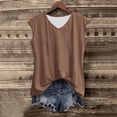 thumbnail image 2 of ZOHIUM Women Tops Summer Shirts for Women Women's Summer Solid Color Tank Top V Neck Sleeveless T Shirt Top Trendy Tops for Women （Coffee,S), 2 of 4