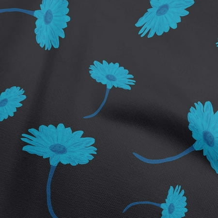 oneOone Polyester Spandex Medium Blue Fabric Floral Sewing Fabric By The Yard Printed Diy Clothing Sewing Supplies 56 Inch Wide