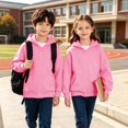thumbnail image 2 of Ruyang Kids Zip Up Hoodie Long Sleeve Sweatshirt Solid Loose Fit Sweatshirt Jacket Trendy Windproof Coat Fall Winter Warm Outerwear, 2 of 9